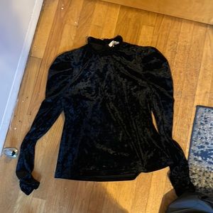 Crushed Velvet Puff Sleeve Mockneck
